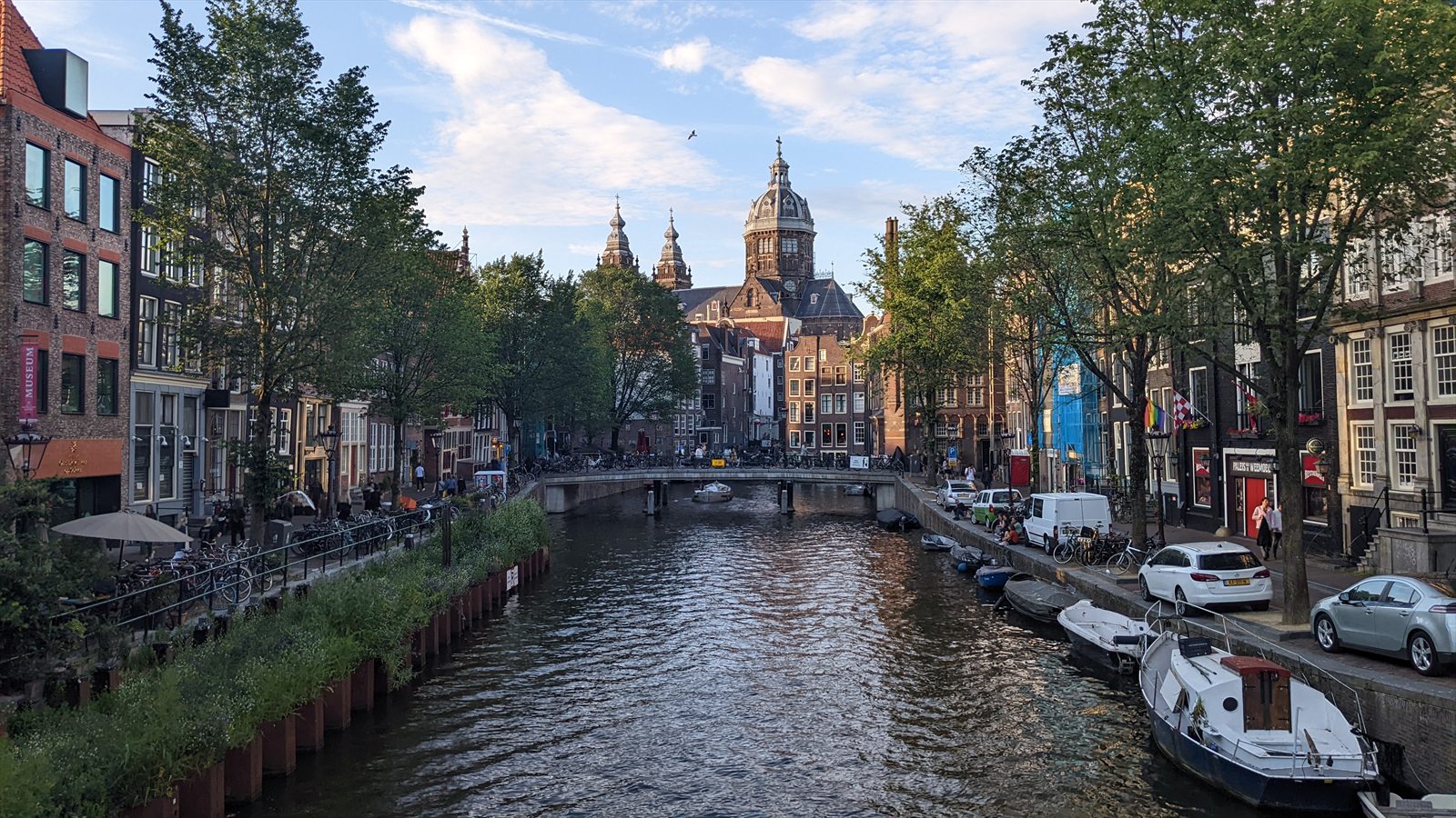 Canal-side architecture in Amsterdam, Netherlands